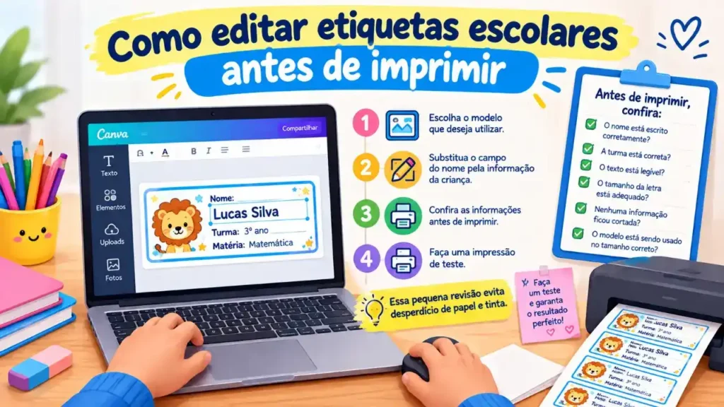Como editar etiquetas escolares antes de imprimir