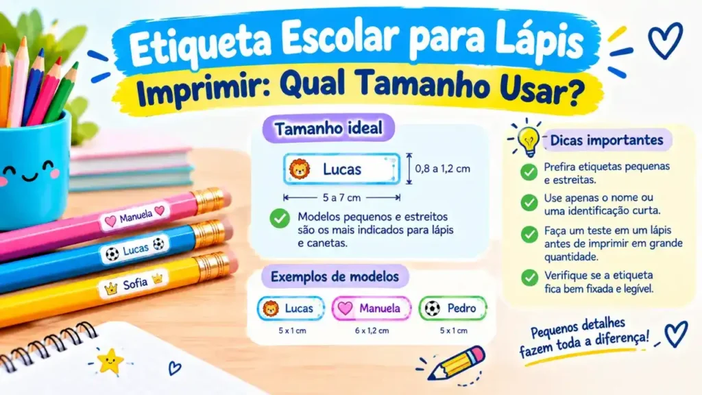 Etiqueta escolar para lápis imprimir: qual tamanho usar?