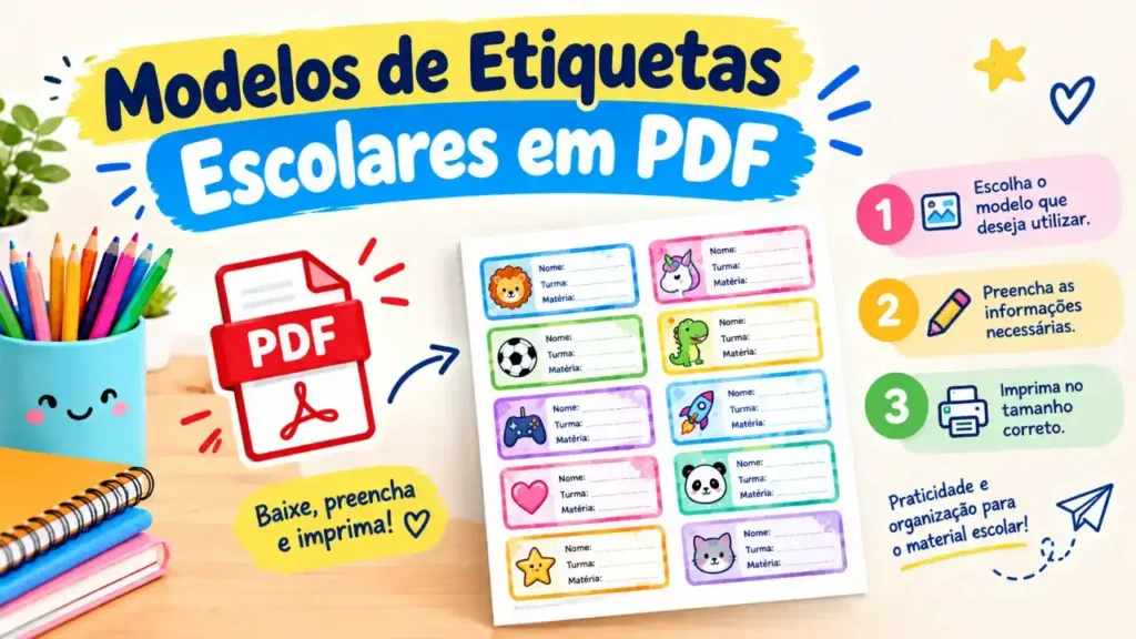 Modelos de etiquetas escolares em PDF